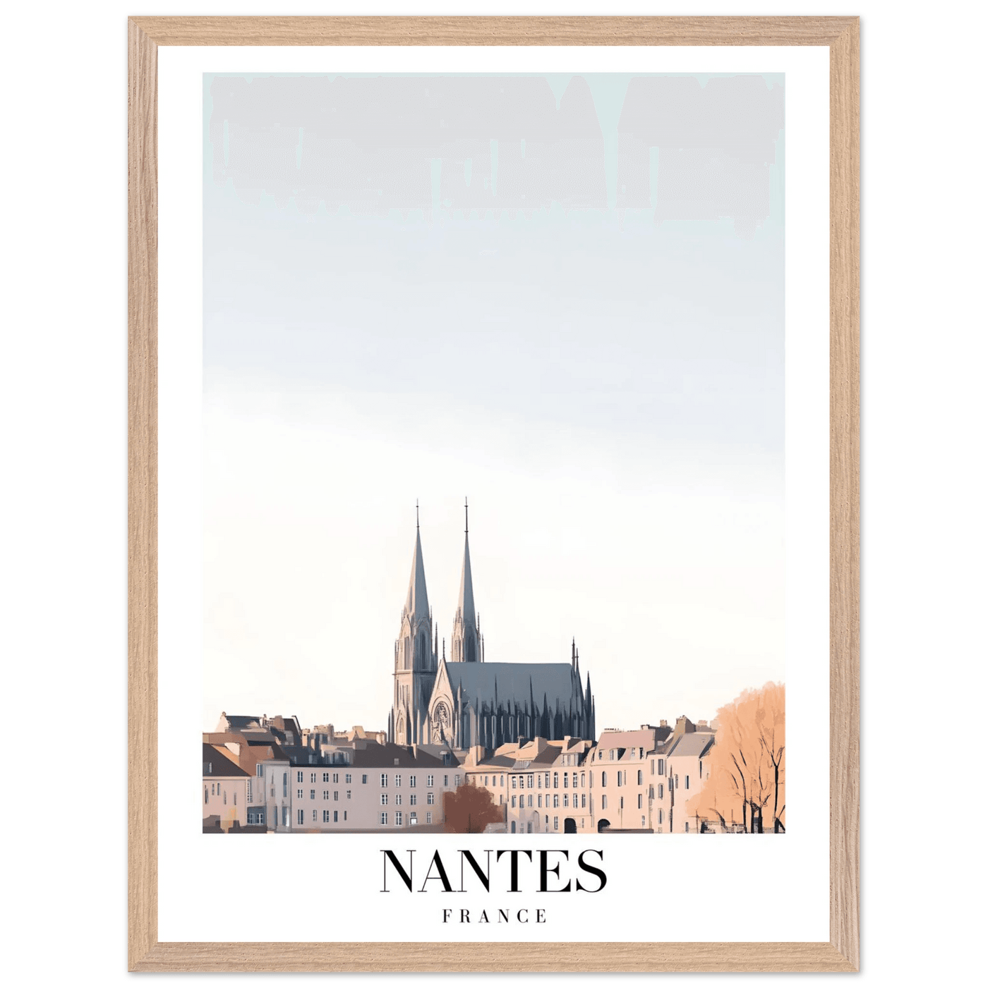 Nantes France Cathedral Framed Poster - Minimalist Travel Wall Art in Your Choice of Size & Frame - Vibrantwalls