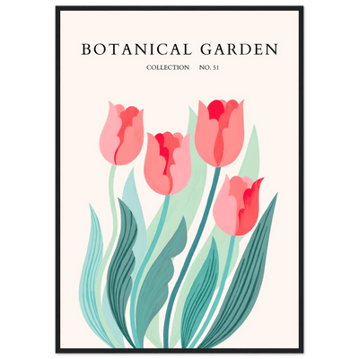 Botanical Garden Tulip Framed Poster – Pastel Florals & Nature Art Prints | Ready-to-Hang Wall Decor - Vibrantwalls
