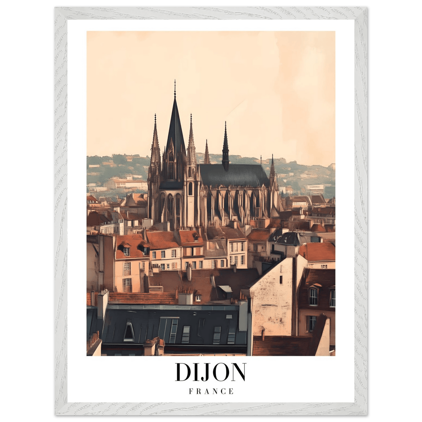 Dijon France Framed Poster – Vintage European Cityscape Wall Art with Wooden Frame - Vibrantwalls