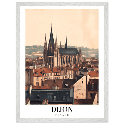 Dijon France Framed Poster – Vintage European Cityscape Wall Art with Wooden Frame - Vibrantwalls