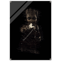 Baby Groot Acrylic Print - Whimsical Scribble Art for Home Decor - Vibrantwalls