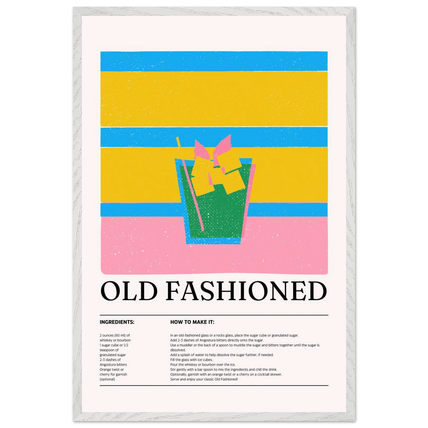 Old Fashioned Cocktail Recipe Art Print - Vibrantwalls