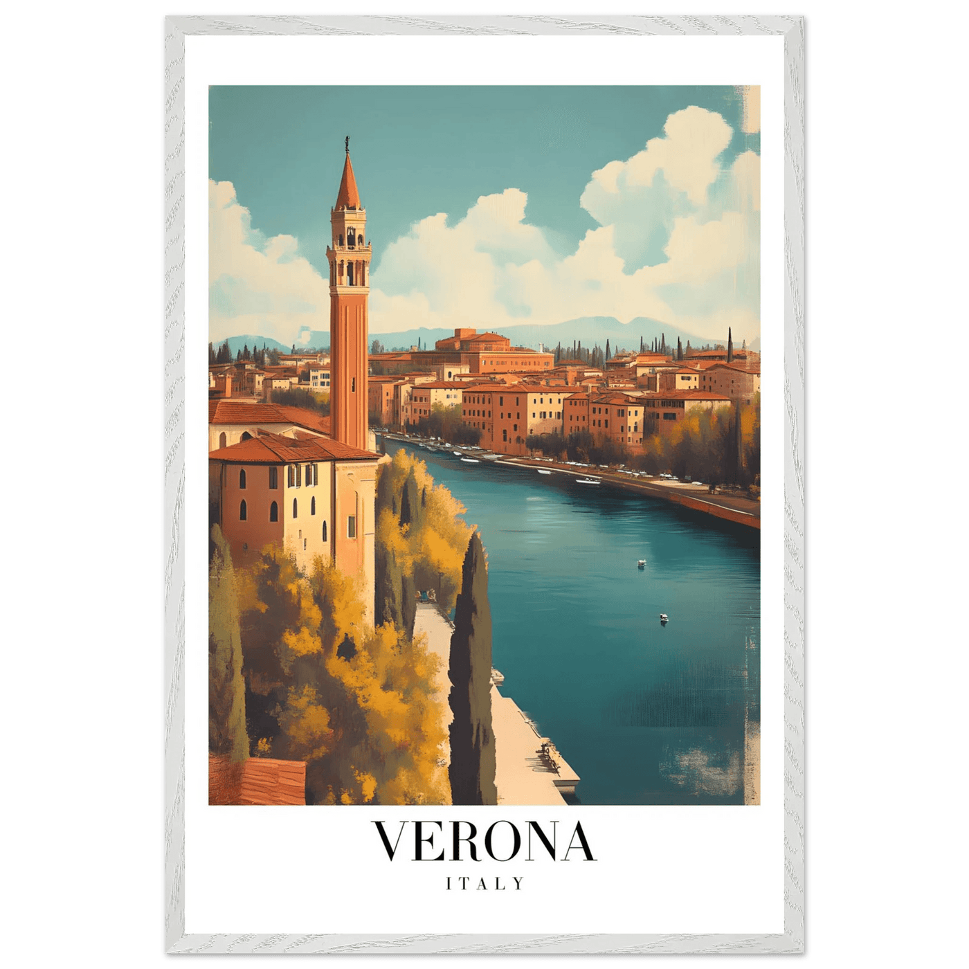 Verona Italy Framed Poster – Vintage Italian Travel Wall Art with Wooden Frame - Vibrantwalls