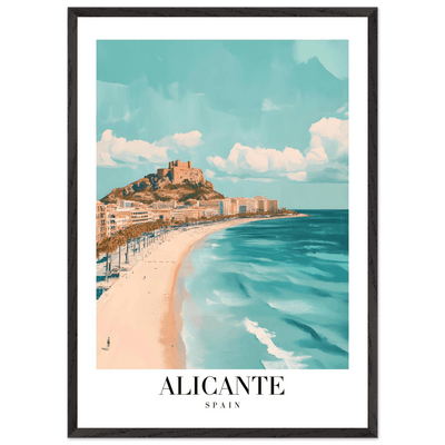 Alicante Spain Framed Poster – Vintage Coastal Wall Art with Azure Blues & Sandy Hues - Vibrantwalls