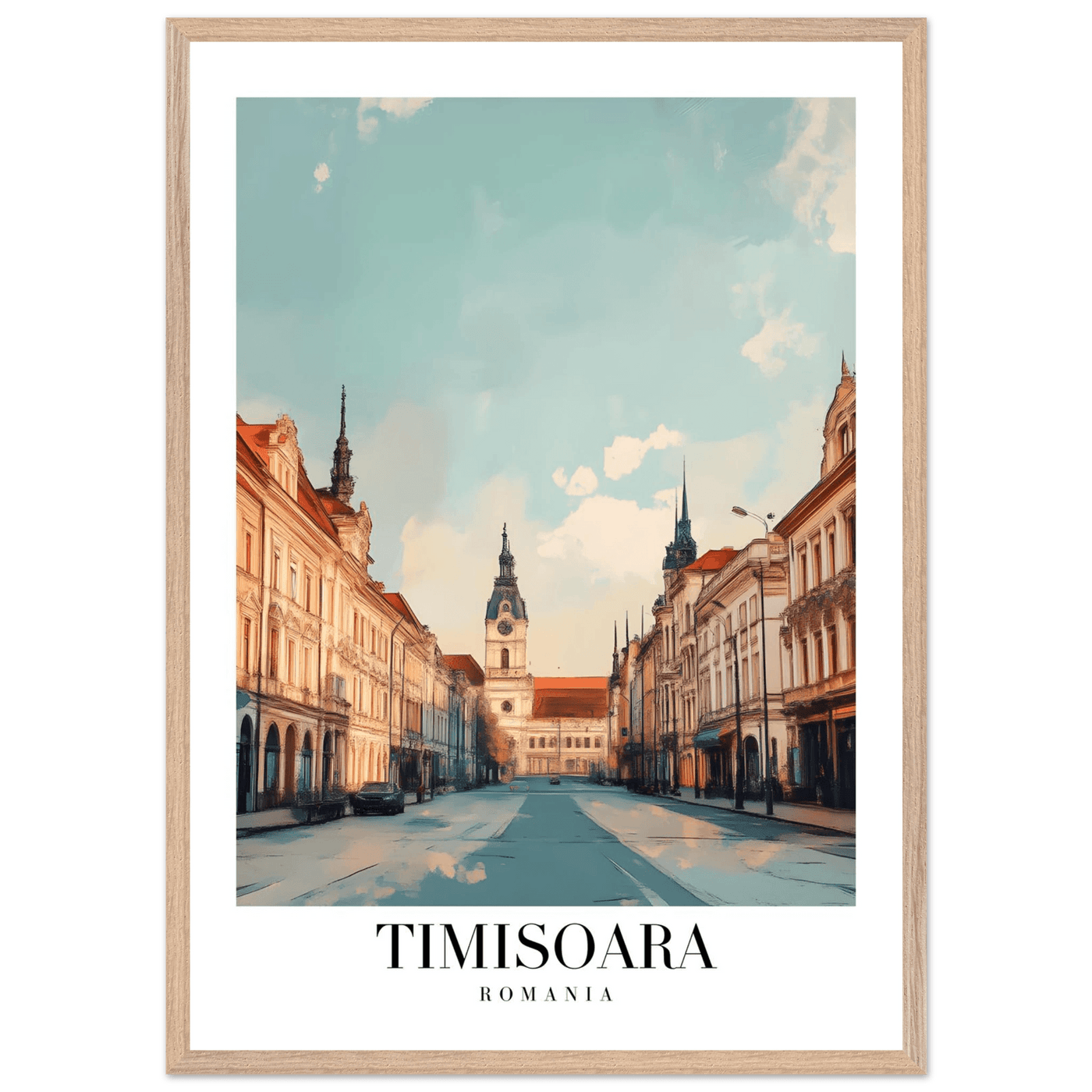 Timisoara Romania Framed Poster – Vintage Cityscape Wall Art with Wooden Frame - Vibrantwalls