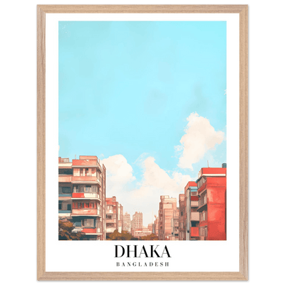 Dhaka Bangladesh Framed Poster – Pastel Cityscape Wall Art with Customizable Wooden Frame - Vibrantwalls