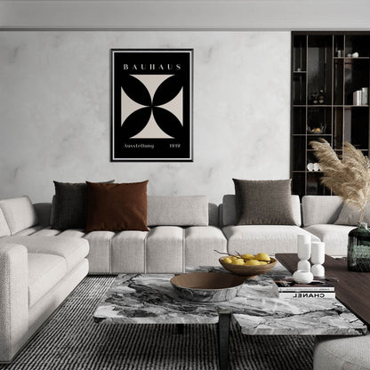 Bauhaus Minimalism 1919 Black Cream Movement Design Wall Art - Vibrantwalls