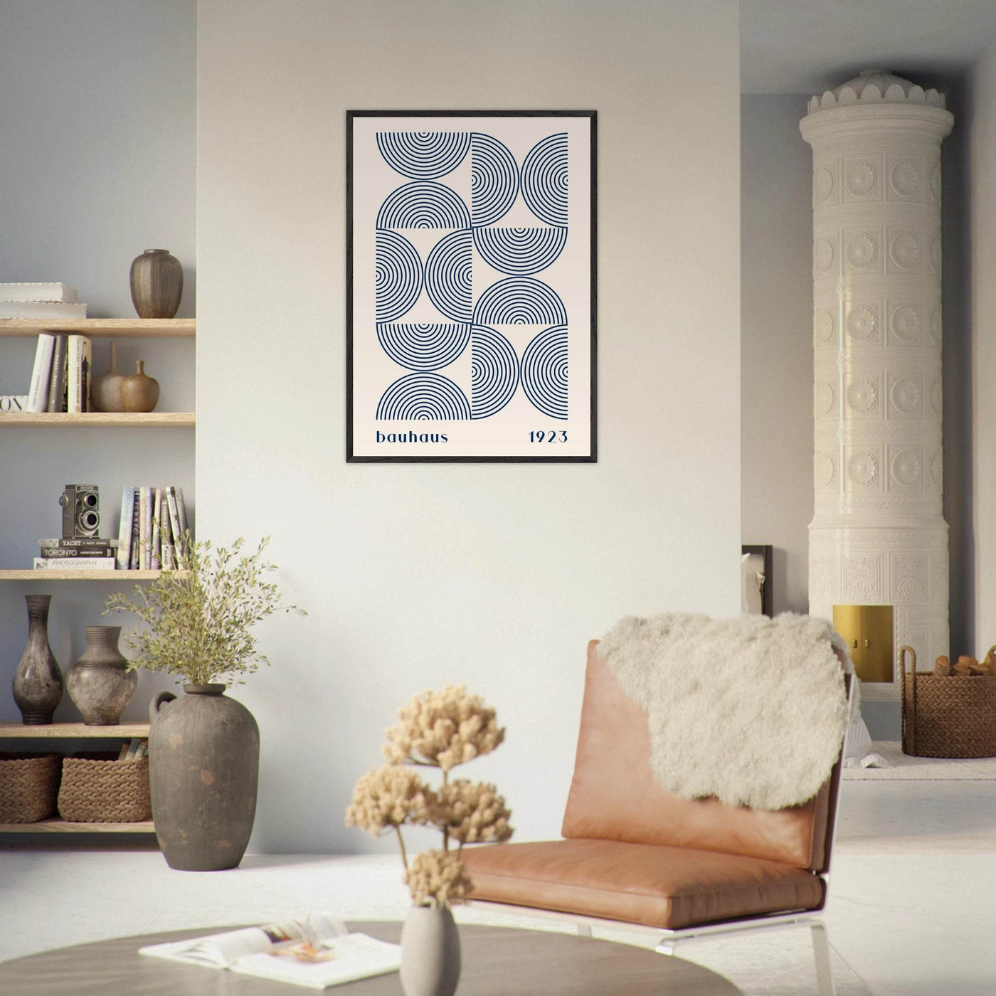 Bauhaus 1923 Navy & Beige - Vibrantwalls