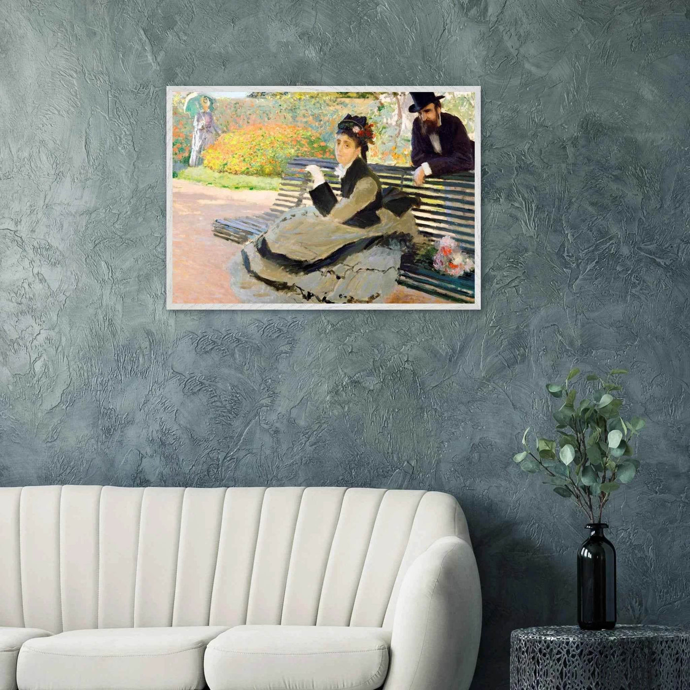 Camille Monet Garden Bench Art – Exquisite Artwork for Garden Lovers - Vibrantwalls
