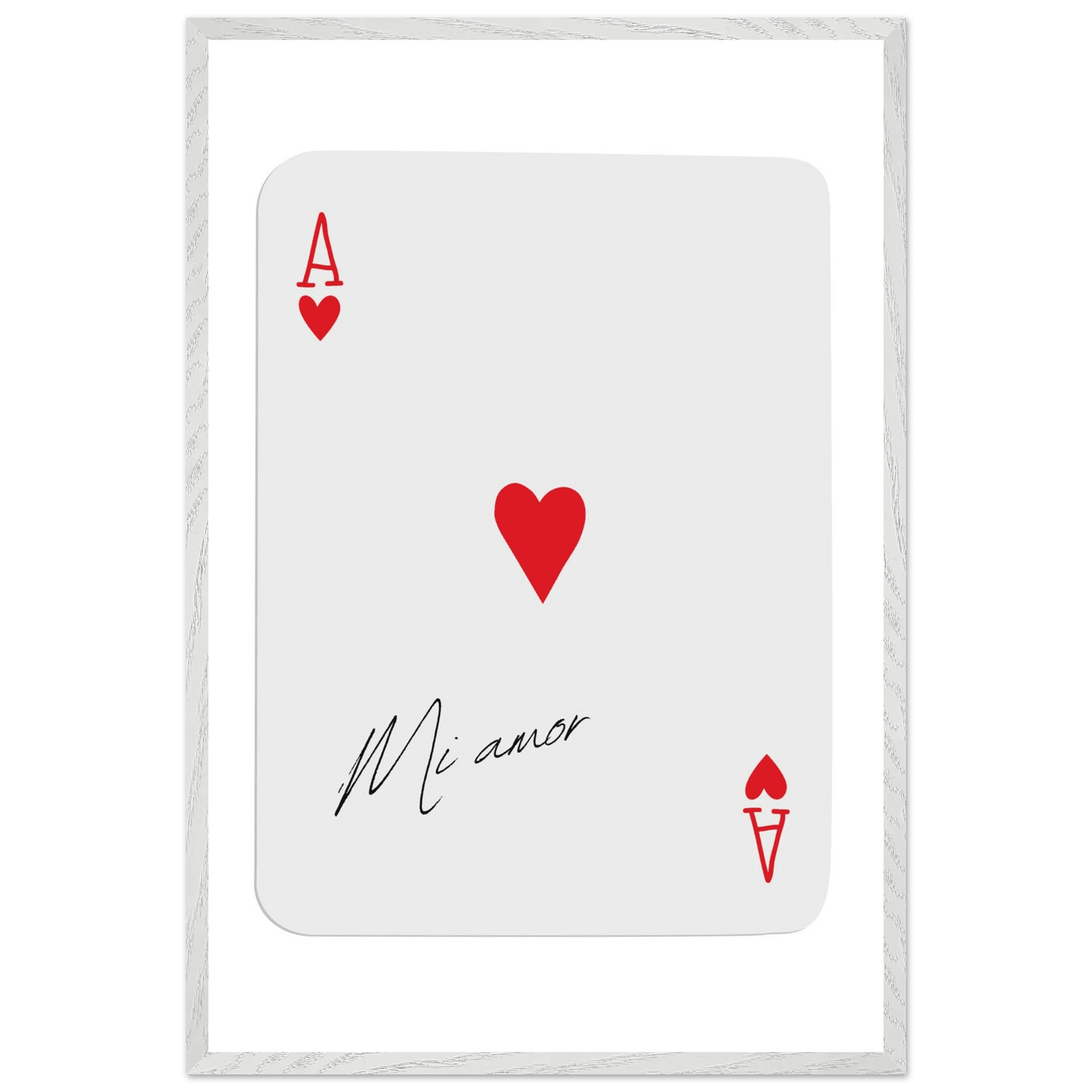 Mi Amor Ace of Hearts - Framed Poker Card Art Print, Eco-Friendly Wood Frame & Shatterproof Plexiglass - Vibrantwalls