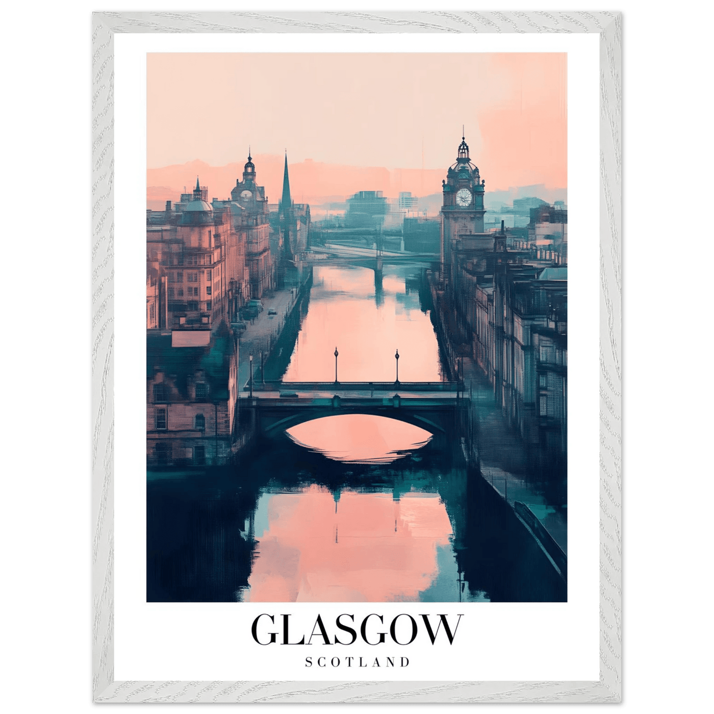 Glasgow Scotland Framed Poster – Atmospheric Cityscape Wall Art with Customizable Wooden Frame - Vibrantwalls