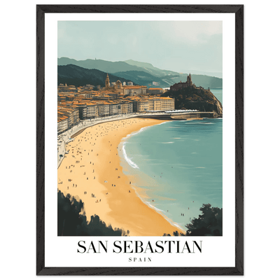 San Sebastian Spain Framed Poster – Vintage Coastal Travel Wall Art with Wooden Frame - Vibrantwalls