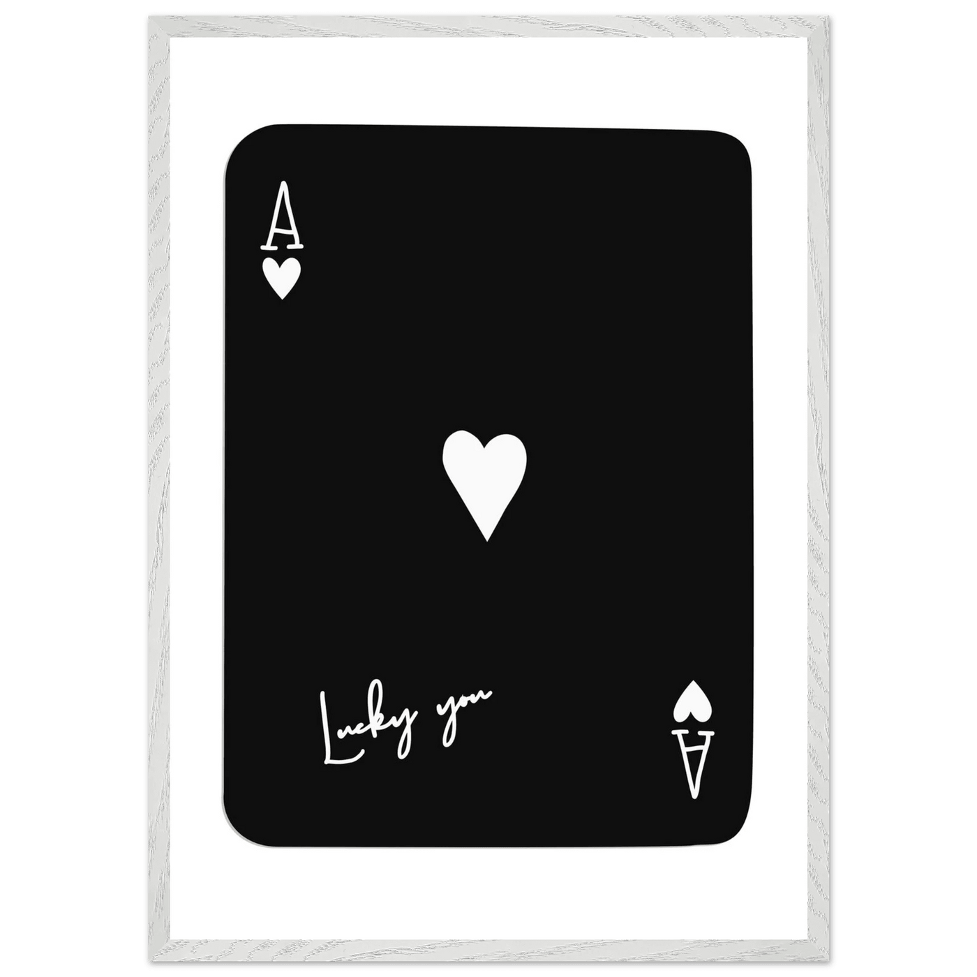 Minimalist Ace of Hearts Poker Card Print - Lucky You Framed Poster Art, Eco-Friendly Wood Frame - Vibrantwalls