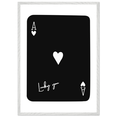 Minimalist Ace of Hearts Poker Card Print - Lucky You Framed Poster Art, Eco-Friendly Wood Frame - Vibrantwalls