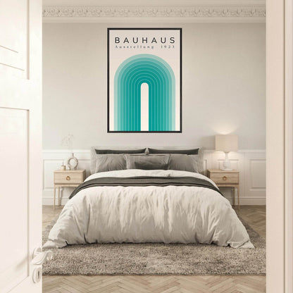 Bauhaus Ausstellung 1923 Teal Cream Movement Style Design Wall Art - Vibrantwalls