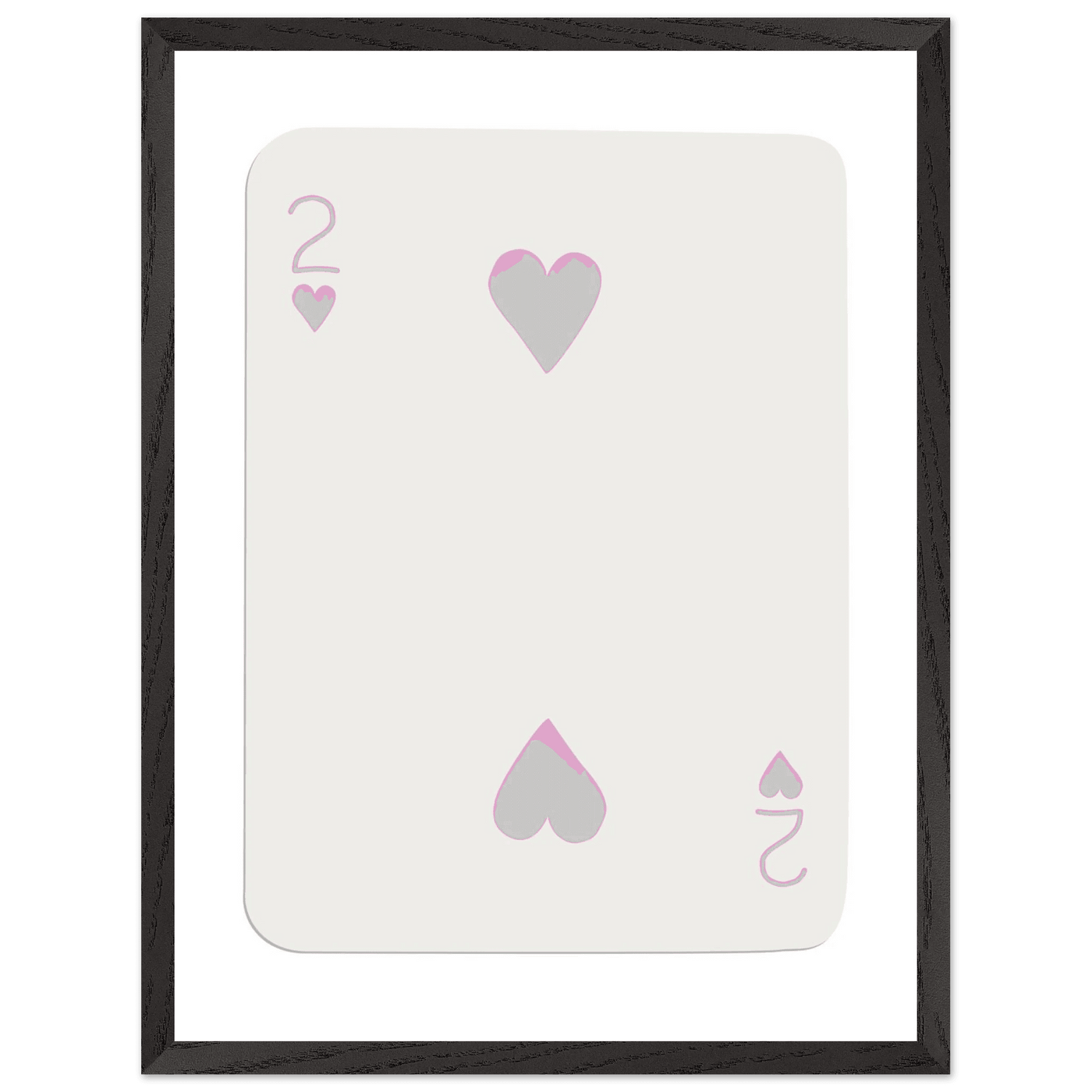 Minimalist Pink Two of Hearts Poker Card Art Print - Framed & Mounted Eco-Friendly Decor, Custom Sizes Available - Vibrantwalls