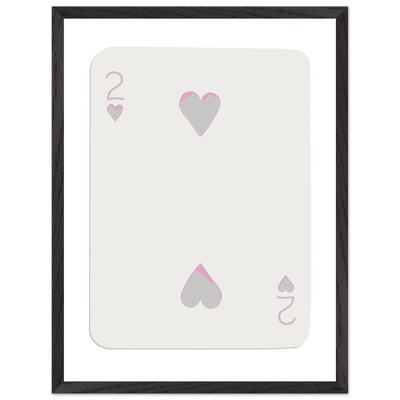 Minimalist Pink Two of Hearts Poker Card Art Print - Framed & Mounted Eco-Friendly Decor, Custom Sizes Available - Vibrantwalls