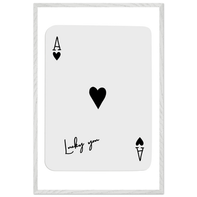 Lucky You Ace of Hearts Poker Card Print - Framed Wall Art, Eco-Friendly Wood Frame in Black, White, or Natural - Vibrantwalls