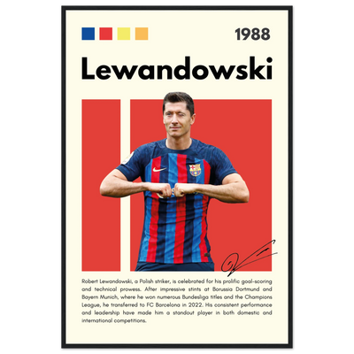 Robert Lewandowski FC Barcelona Framed Football Poster 60x90 cm 24x36″ Black frame Vibrantwalls