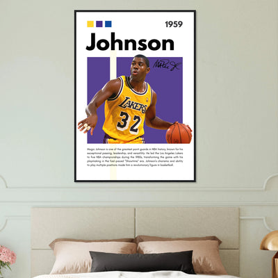 Magic Johnson Showtime Lakers Vintage Art Print Vibrantwalls