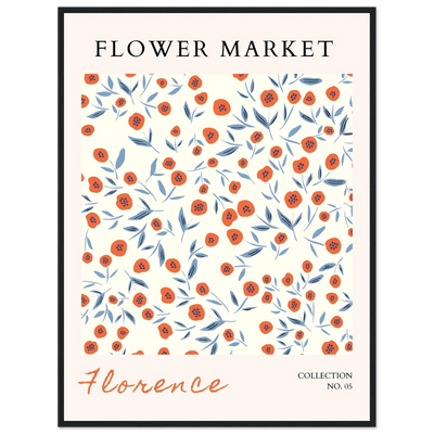Florence Flower Market Art Print – Vibrant Orange Poppies & Blue Leaves | Framed & Ready-to-Hang Wall Art - Vibrantwalls