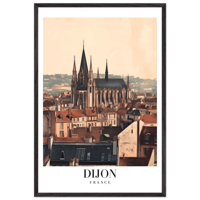 Dijon France Framed Poster – Vintage European Cityscape Wall Art with Wooden Frame - Vibrantwalls