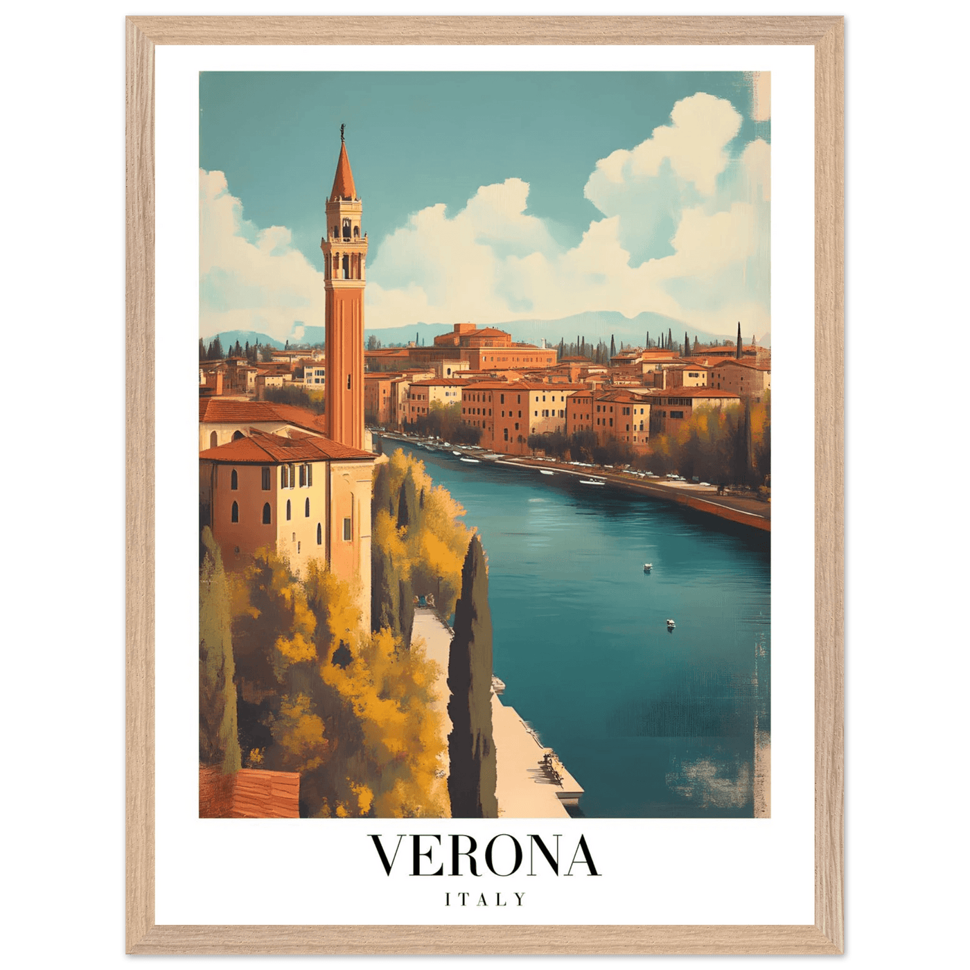 Verona Italy Framed Poster – Vintage Italian Travel Wall Art with Wooden Frame - Vibrantwalls
