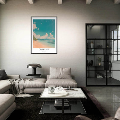Okinawa Japan Framed Poster – Vintage Beach Travel Wall Art with Wooden Frame - Vibrantwalls