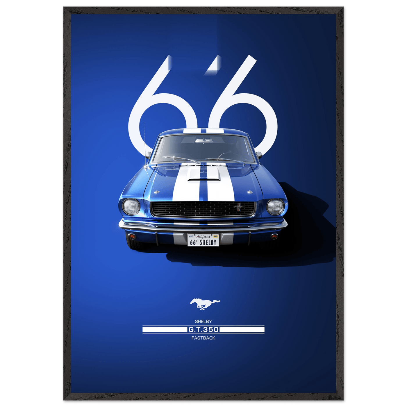 1966 Shelby GT.350 Fastback Framed Poster - Iconic Blue & White Design | Ready-to-Hang Wall Art - Vibrantwalls