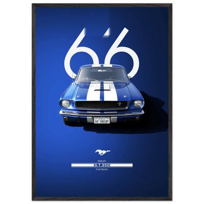 1966 Shelby GT.350 Fastback Framed Poster - Iconic Blue & White Design | Ready-to-Hang Wall Art - Vibrantwalls