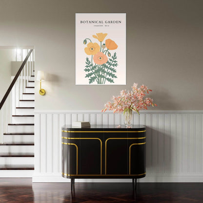 Botanical Garden Poppy Framed Poster – Warm Hues & Nature Art Print | Ready-to-Hang Floral Decor - Vibrantwalls