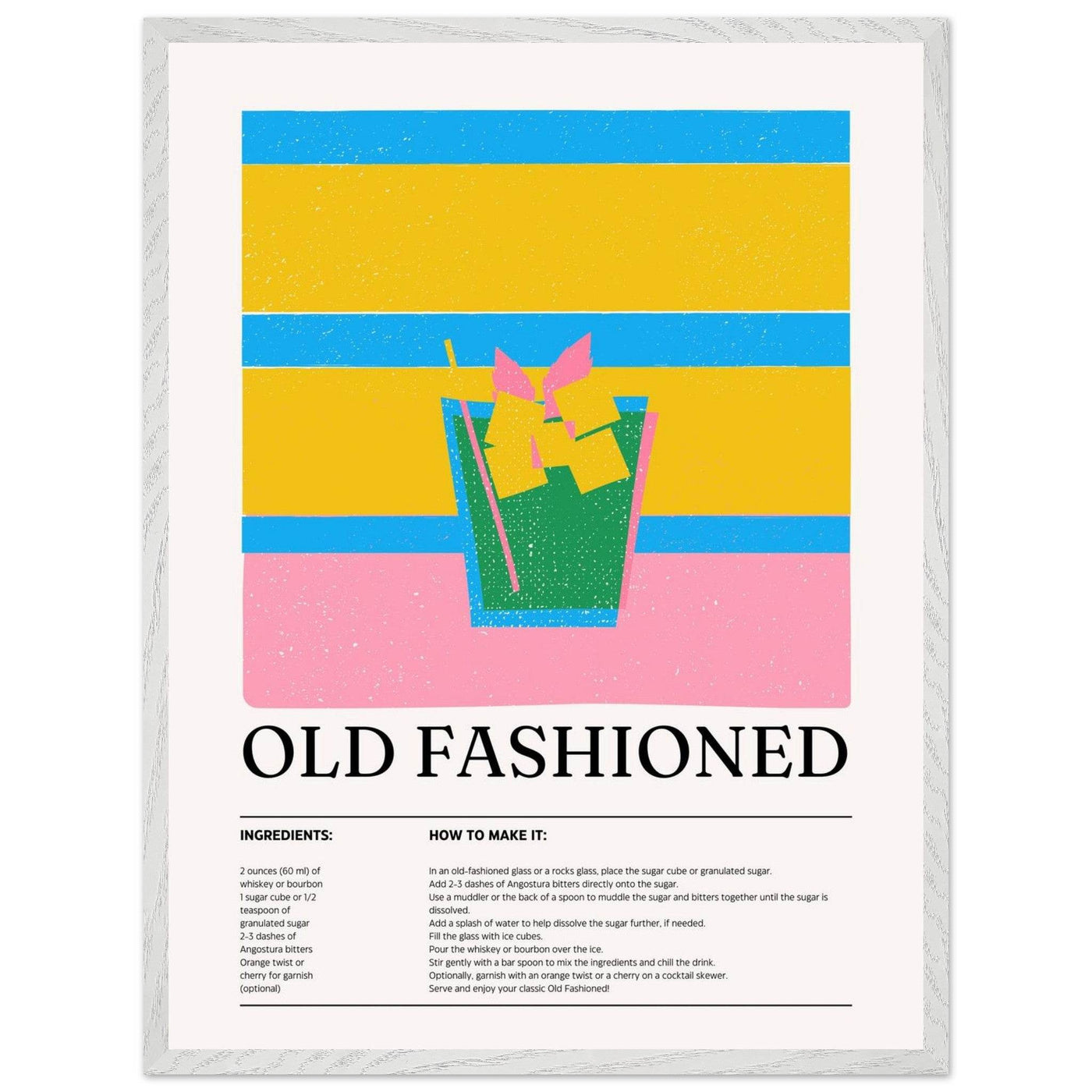 Old Fashioned Cocktail Recipe Art Print - Vibrantwalls