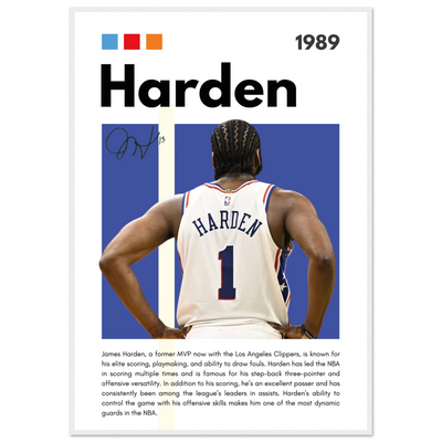 James Harden The Beard Clippers Framed Poster 70x100 cm 28x40″ White frame Vibrantwalls