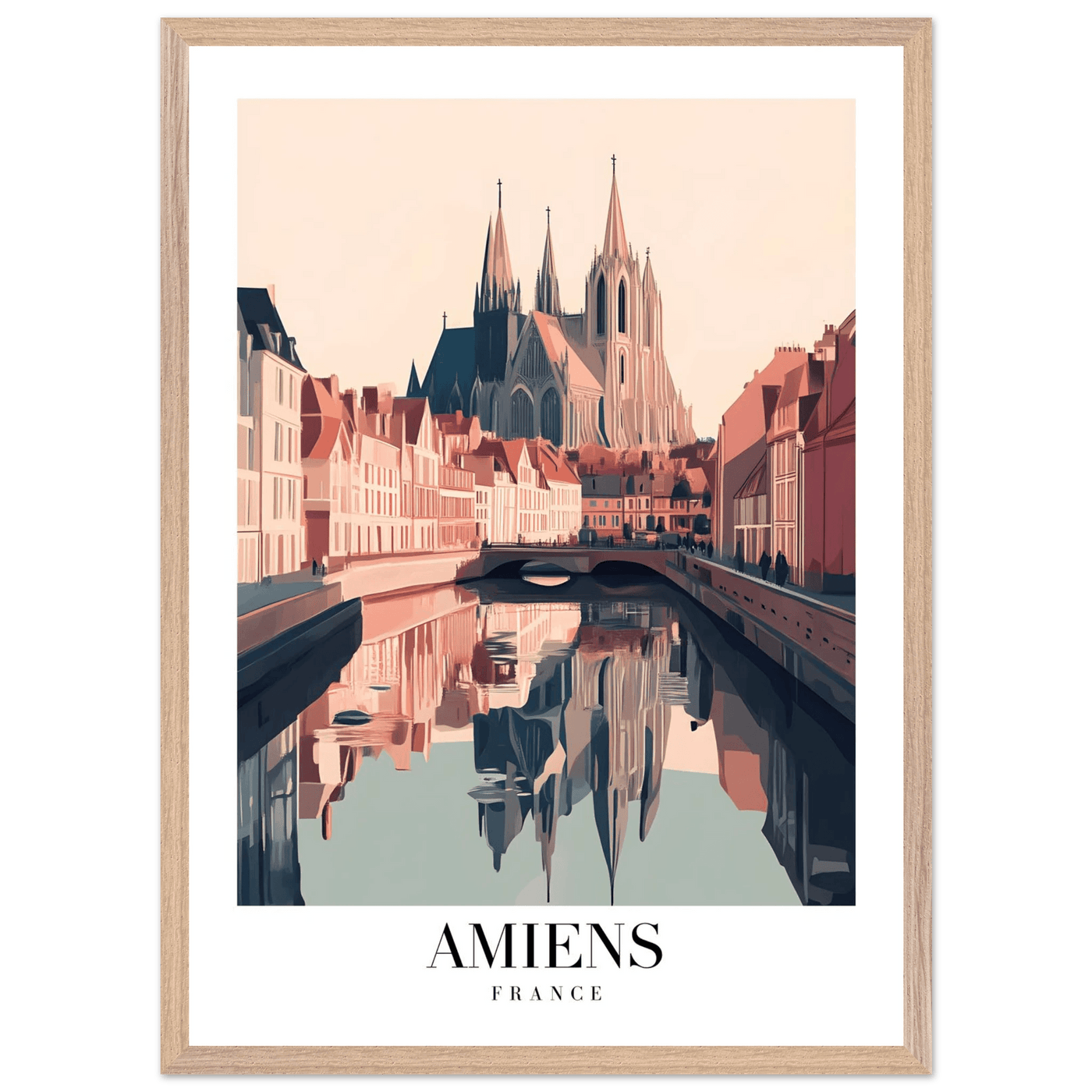 Amiens France Framed Poster – Vintage Travel Wall Art with Wooden Frame - Vibrantwalls