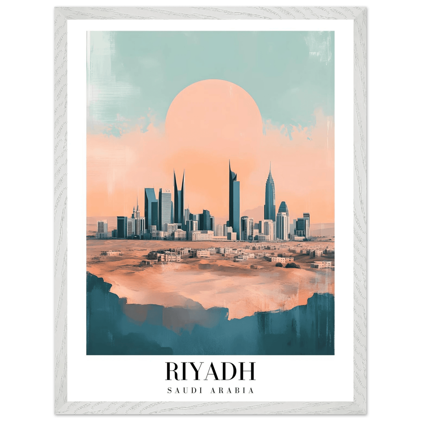Riyadh Saudi Arabia Framed Poster – Modern Desert City Wall Art in Earthy Tones - Vibrantwalls