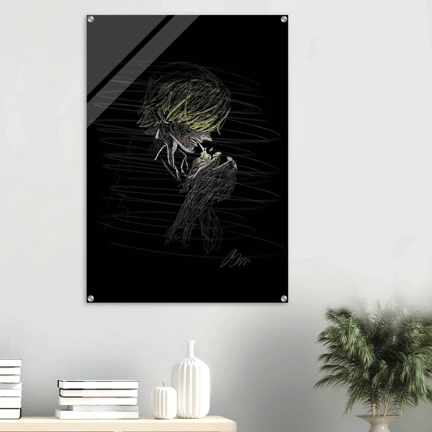 Manga Anime Wall Decor - Scribble Art Acrylic Print for Abstract Luminous Modern Home Aesthetics - Vibrantwalls