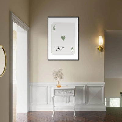 Lucky You Ace of Hearts Print - Botanical Green Framed Poster Art, Eco-Friendly Wood Frame & Choice of Finish - Vibrantwalls