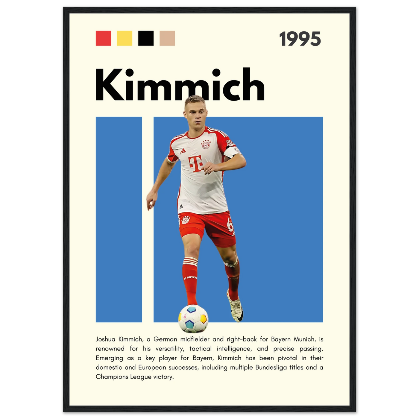 Joshua Kimmich Bayern Munich Framed Football Poster 50x70 cm 20x28″ Black frame Vibrantwalls
