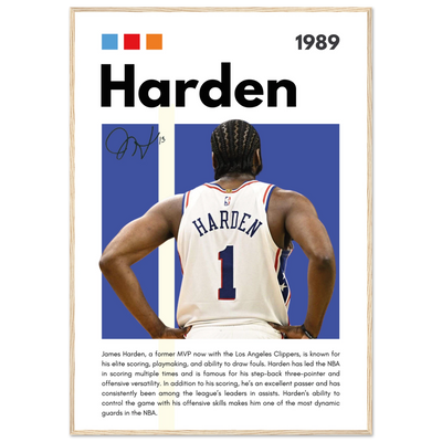 James Harden The Beard Clippers Framed Poster 70x100 cm 28x40″ Wood frame Vibrantwalls