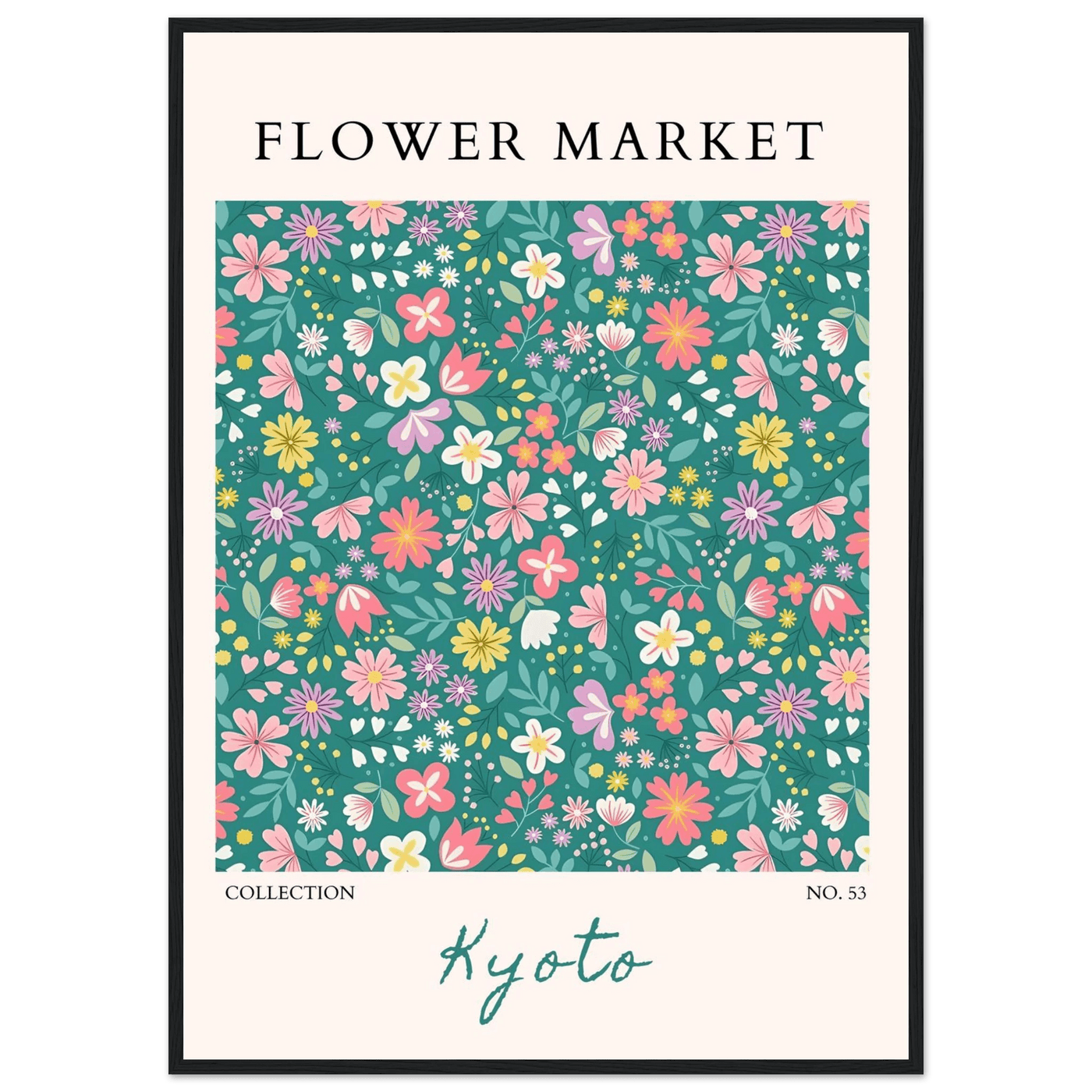 Kyoto Flower Market Framed Poster – Whimsical Floral Art Print for a Touch of Spring | Ready-to-Hang Decor - Vibrantwalls