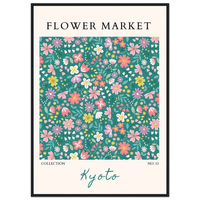 Kyoto Flower Market Framed Poster – Whimsical Floral Art Print for a Touch of Spring | Ready-to-Hang Decor - Vibrantwalls
