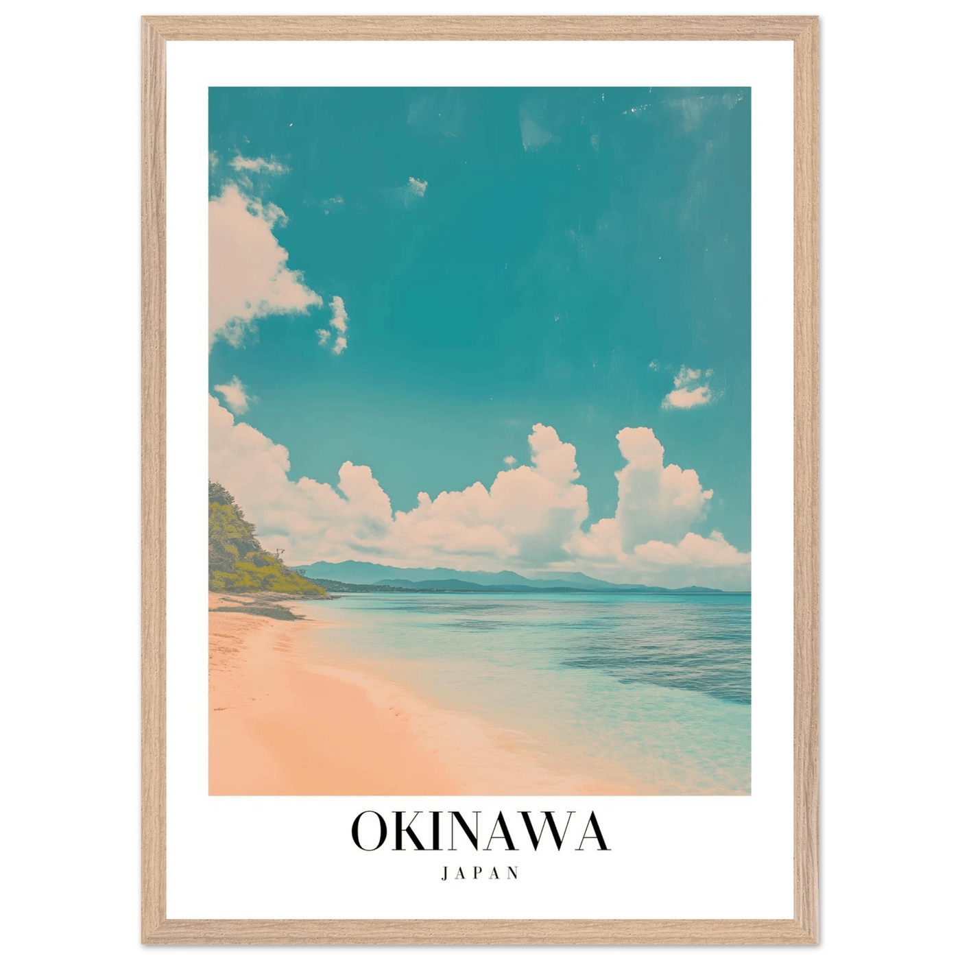 Okinawa Japan Framed Poster – Vintage Beach Travel Wall Art with Wooden Frame - Vibrantwalls