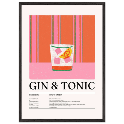Gin Tonic Cocktail Recipe Minimalist Design Print - Vibrantwalls