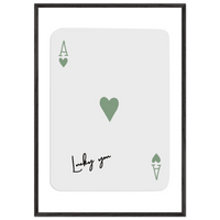 Lucky You Ace of Hearts Poker Card Print - Mounted Framed Poster Art, Eco-Friendly Wood Frame - Vibrantwalls