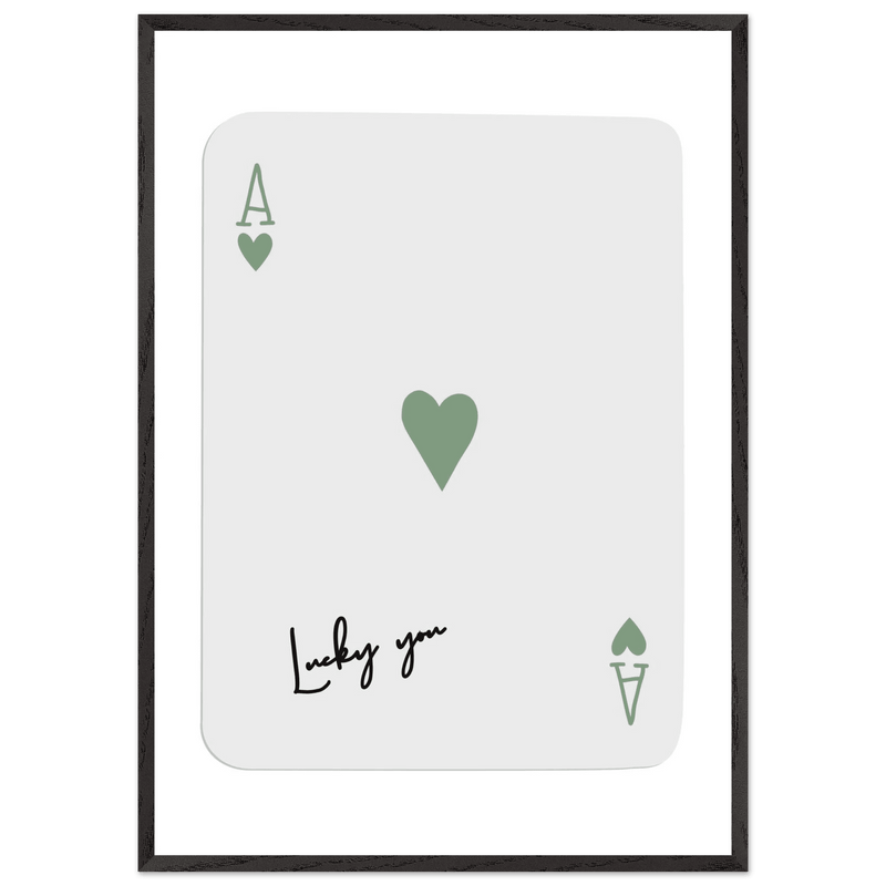 Lucky You Ace of Hearts Poker Card Print - Mounted Framed Poster Art, Eco-Friendly Wood Frame - Vibrantwalls