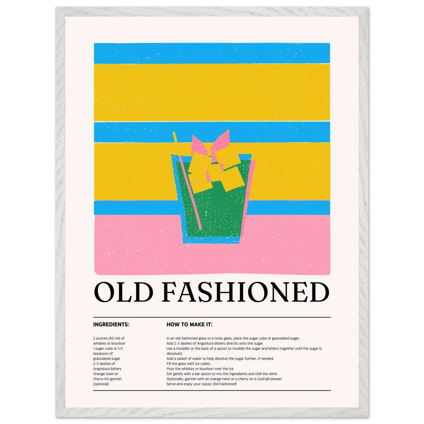 Old Fashioned Cocktail Recipe Art Print - Vibrantwalls