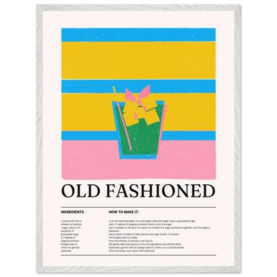 Old Fashioned Cocktail Recipe Art Print - Vibrantwalls