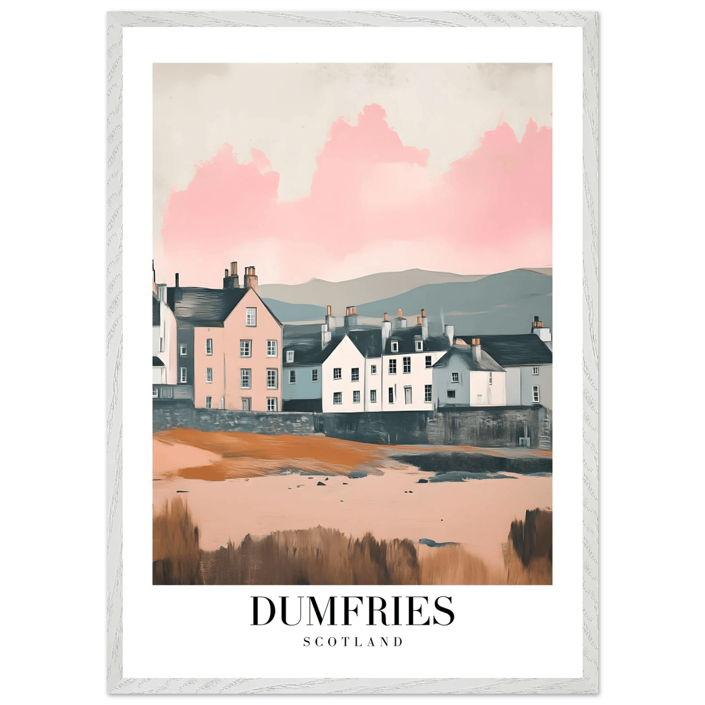 Dumfries Scotland Framed Poster – Pastel-Toned Vintage Travel Wall Art with Wooden Frame - Vibrantwalls