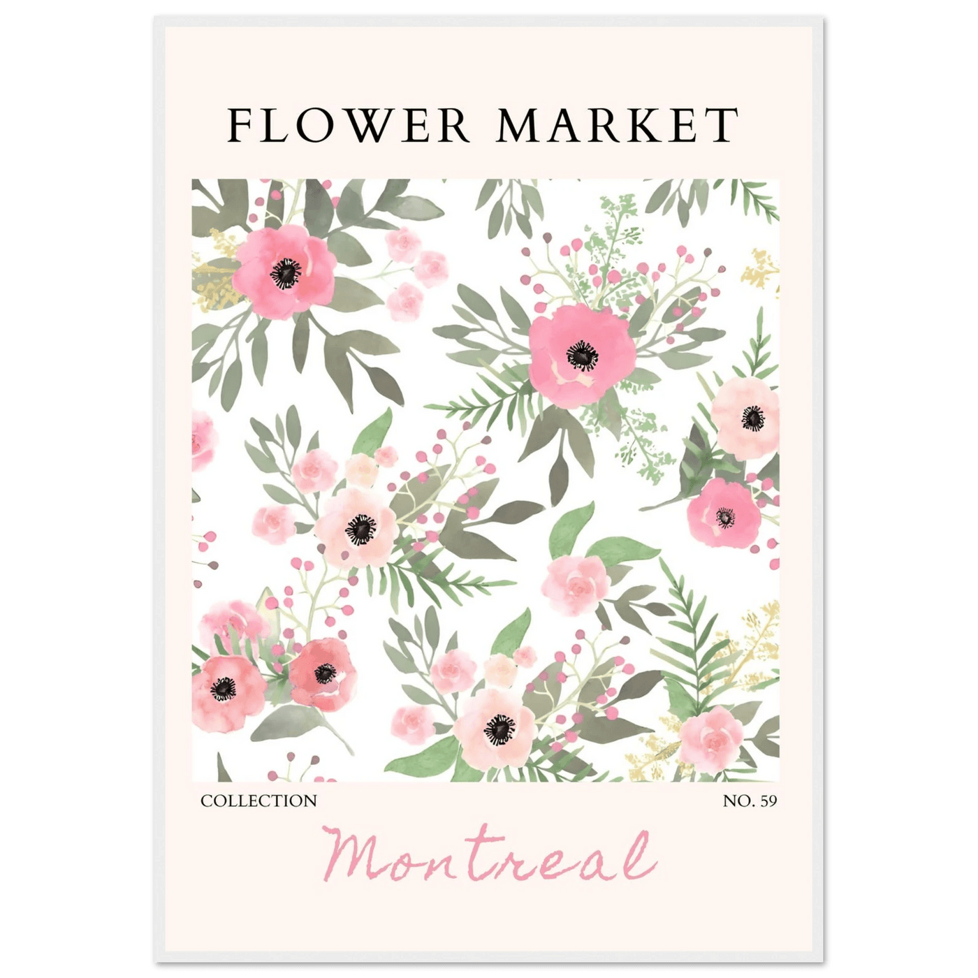 Flower Market Collection: Montreal – Whimsical Floral Art Prints | Ready-to-Hang Framed Posters - Vibrantwalls
