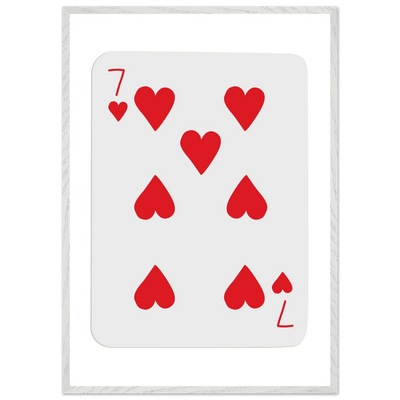 Lucky 7 of Hearts Poker Card Print - Mounted Framed Wall Art, Eco-Friendly Wood Frame & Multiple Sizes - Vibrantwalls